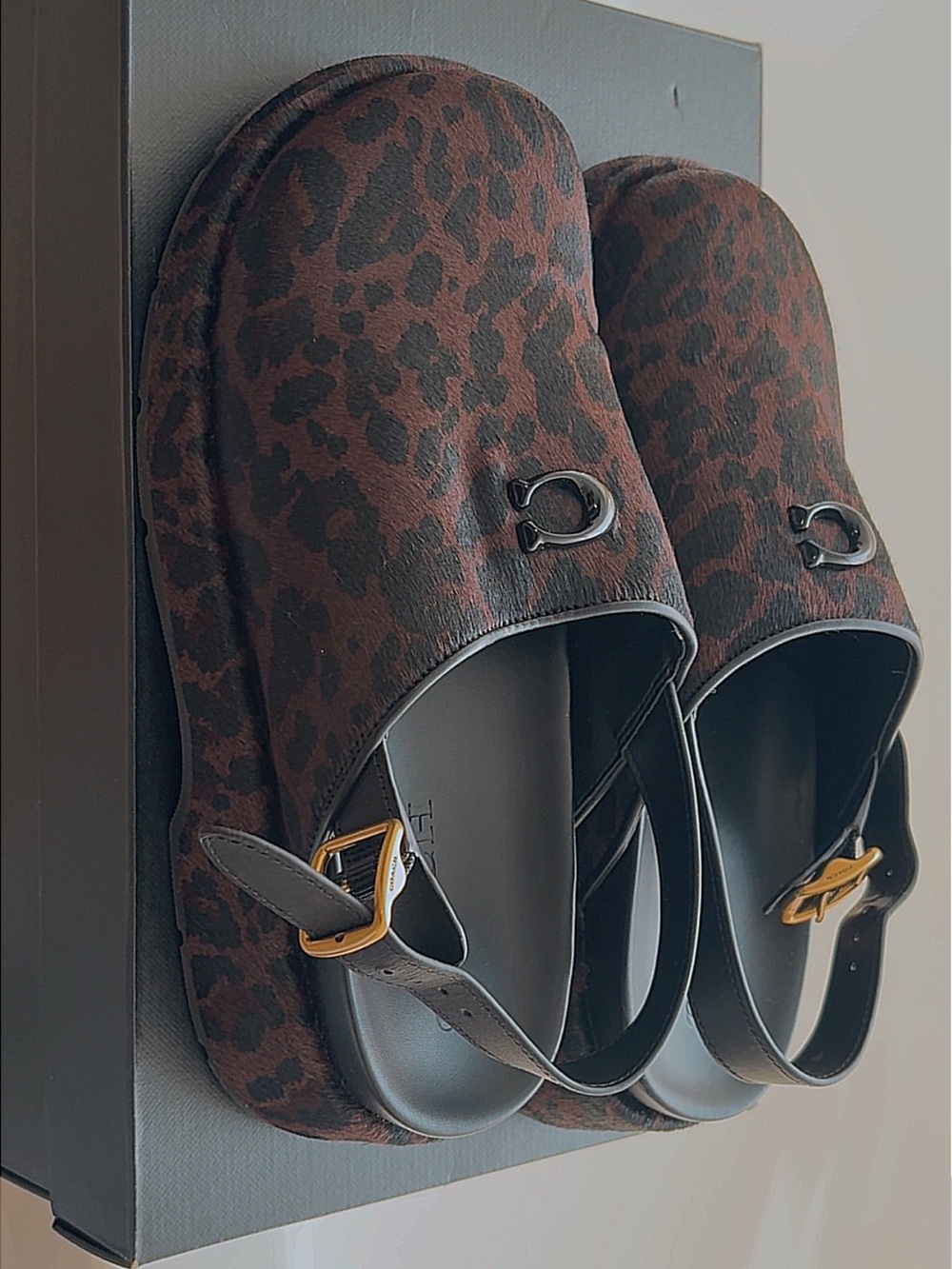 Women's Brown Leopard Print Slingback Loafers